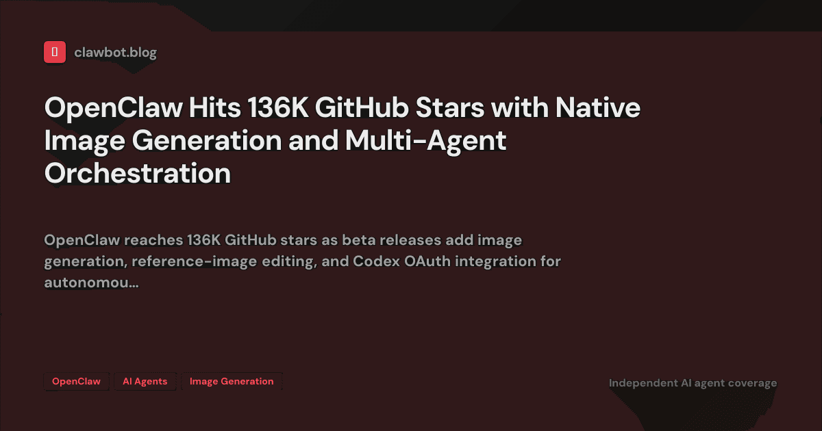 OpenClaw Hits 136K GitHub Stars with Native Image Generation and Multi ...